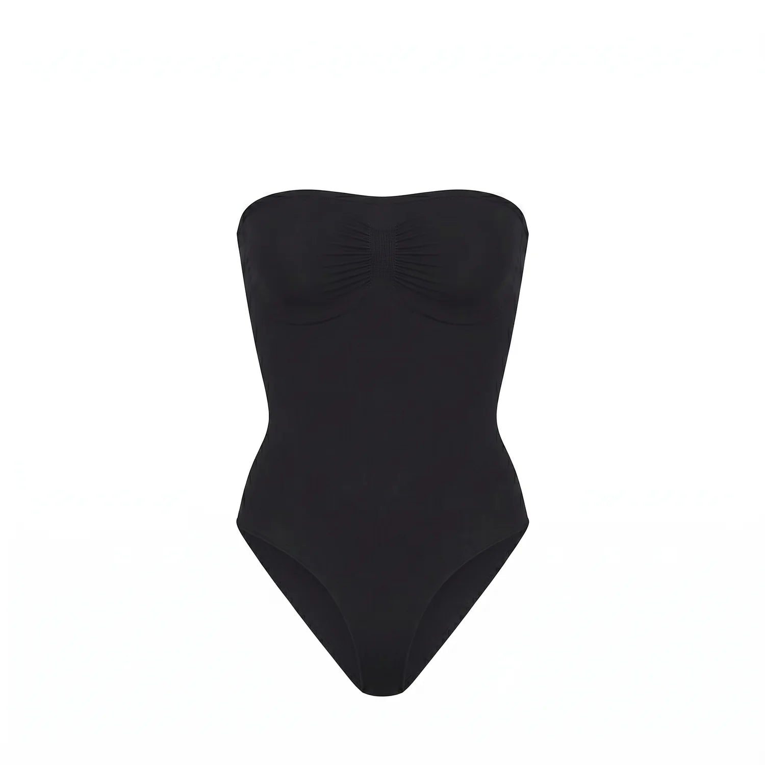 Body bustier gainant noir packshot — sans bretelles, bande silicone, finition seamless