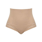 Culotte gainante invisible beige packshot — bord laser, taille haute, bandes mesh transparentes