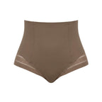 Culotte gainante invisible taupe packshot — bord laser, taille haute, bandes mesh transparentes