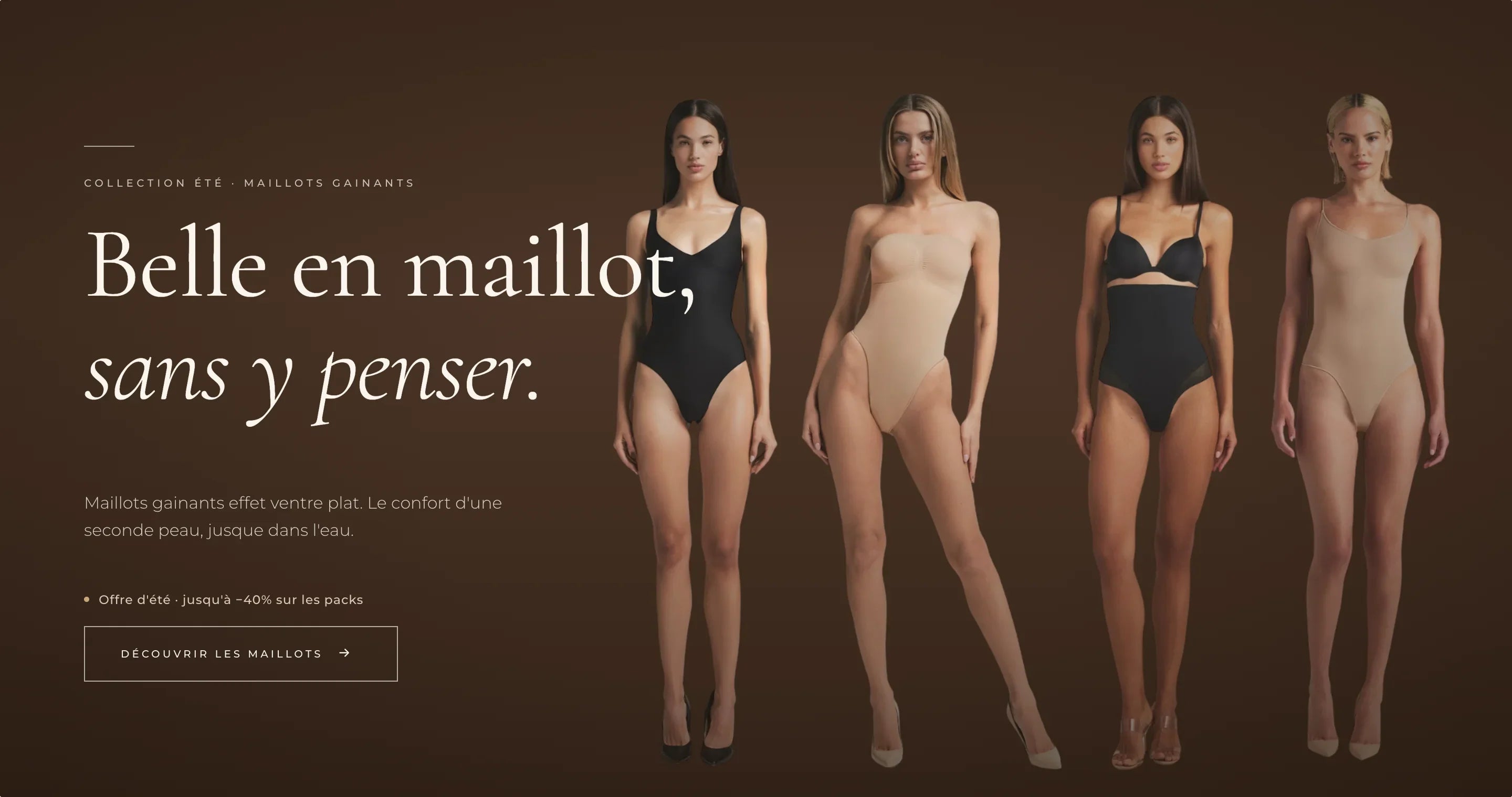 Bannière Elya été — maillots gainants effet ventre plat, collection été