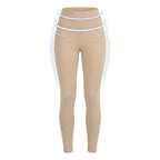Legging amincissant taille haute Elya beige — packshot produit, zones de compression gainante