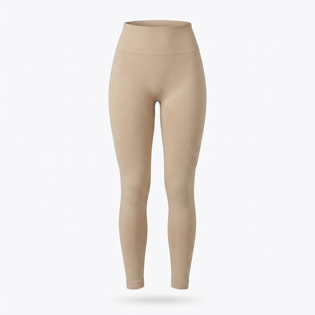 Legging sculptant ventre plat Elya beige — packshot produit, panneau frontal ventre plat