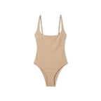 Maillot 1 pièce gainant ventre plat Elya beige — vue packshot produit fond blanc