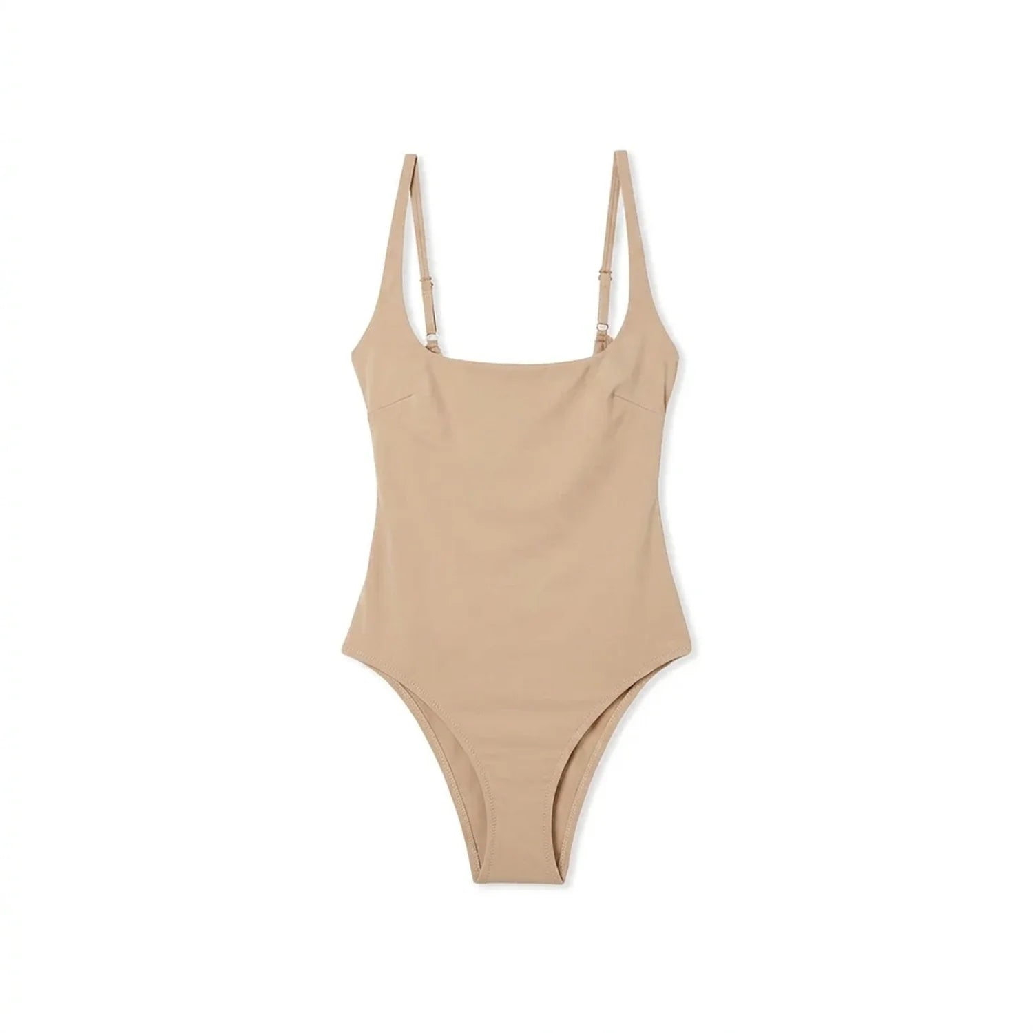 Maillot 1 pièce gainant ventre plat Elya beige — vue packshot produit fond blanc