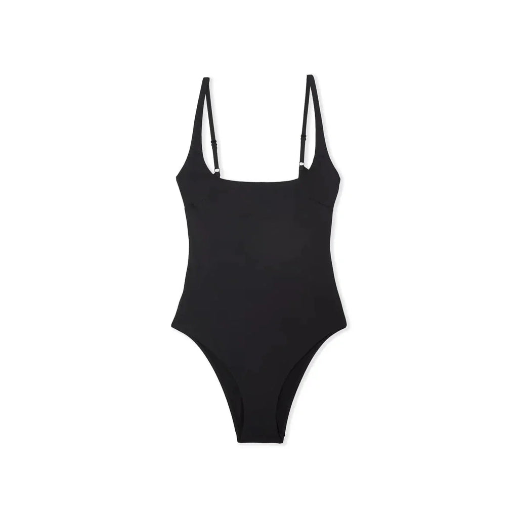 Maillot 1 pièce gainant ventre plat Elya noir — vue packshot produit fond blanc