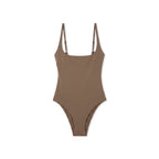 Maillot 1 pièce gainant ventre plat Elya taupe — vue packshot produit fond blanc