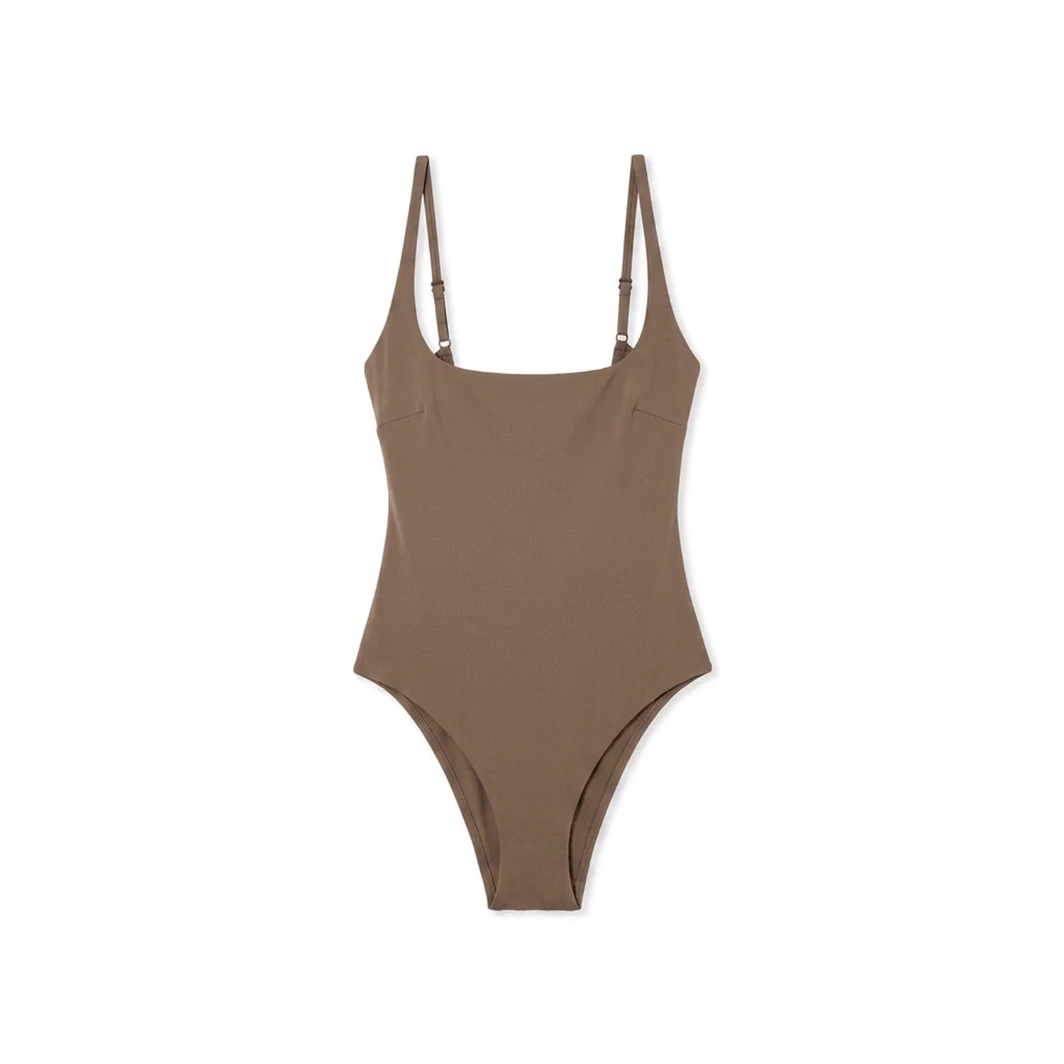 Maillot 1 pièce gainant ventre plat Elya taupe — vue packshot produit fond blanc