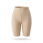 Shorty gainant invisible femme — packshot produit, boyshort beige taille haute, finition seamless